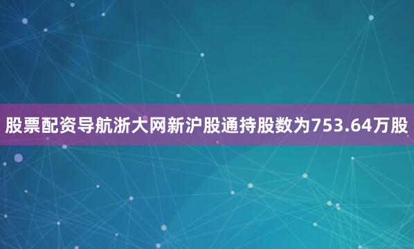 股票配资导航浙大网新沪股通持股数为753.64万股